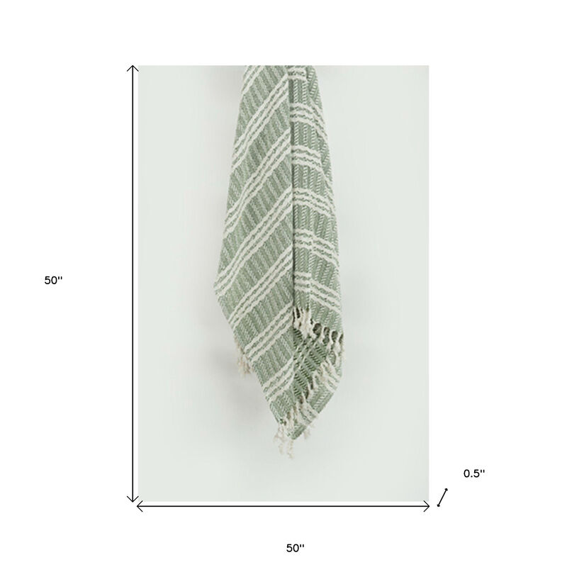HomeRoots Green Woven 100% Cotton Throw Blanket image number 5