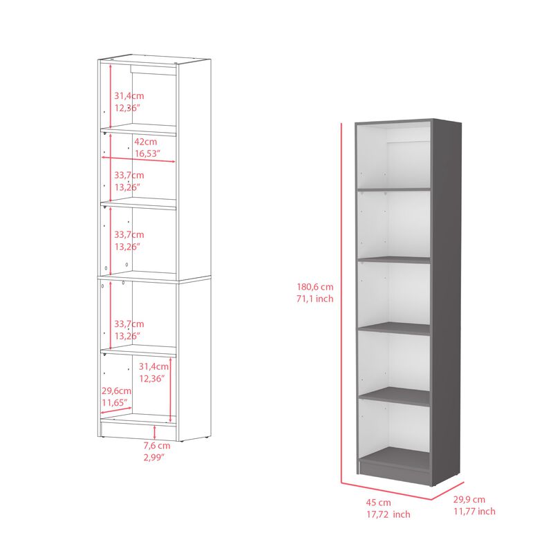 Bookcase XS Benzoni, Office, Matt Gray / White