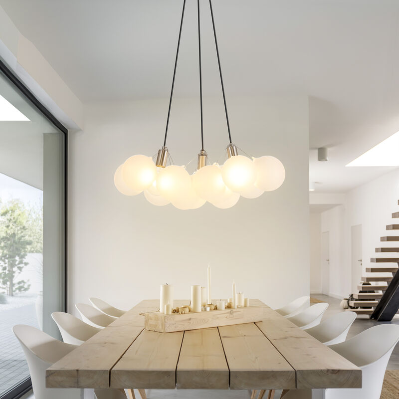 Aubrey 3-Light Mid-Century Glam Frosted Glass Orb LED Chandelier