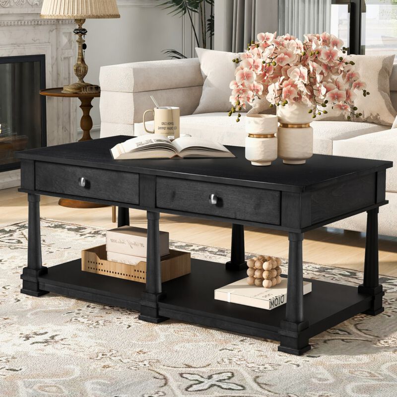 Grordo Farmhouse Wooden Coffee Table image number 1