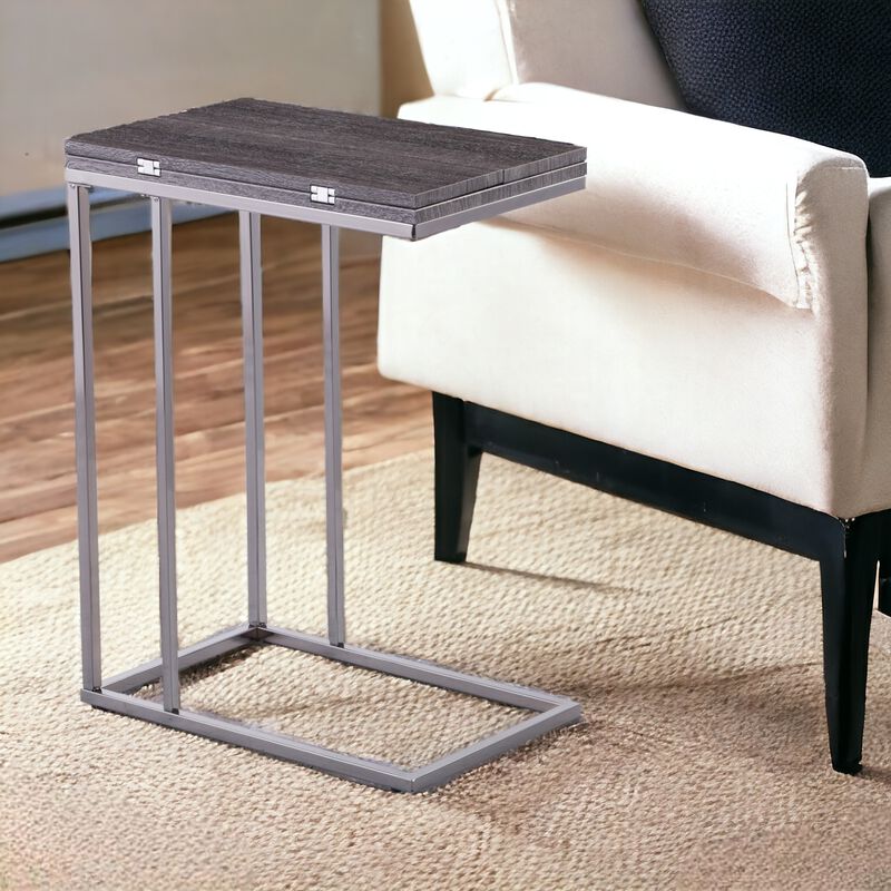 Expandable Rectangular End Table with Adjustable Surface, Ideal for Small Spaces