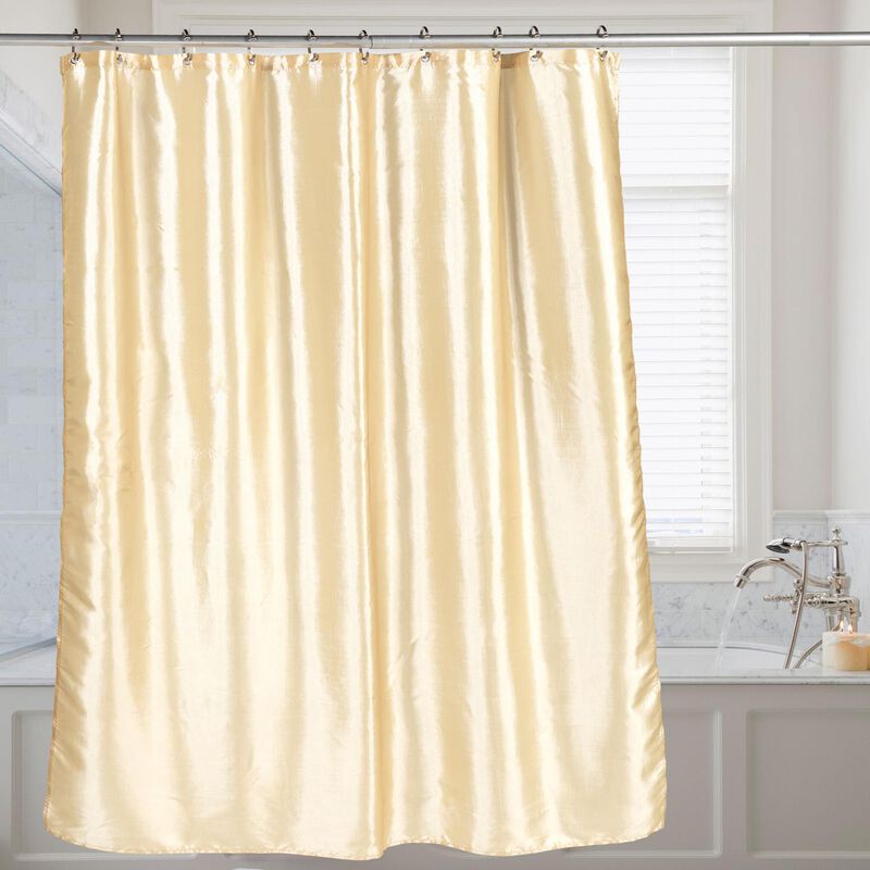 Carnation Home Fashions "Shimmer" Faux Silk Shower Curtain - Ivory 70x72"