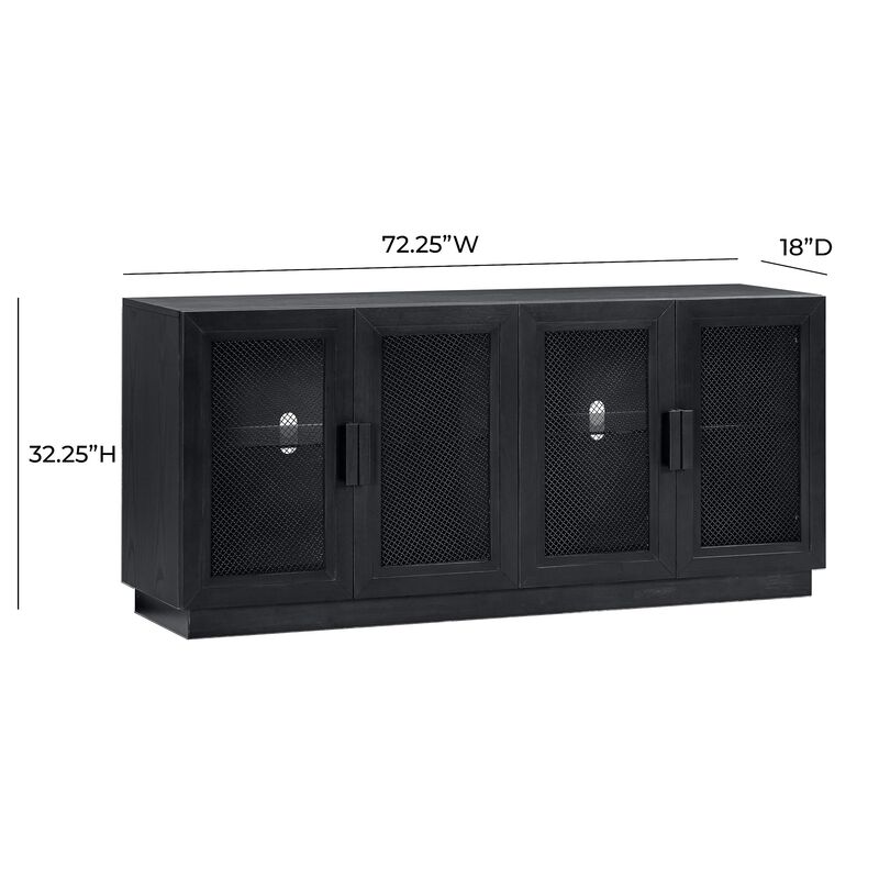 TOV Nolan Black Wood Media Console, 72.2" W x 32.3" H image number 2