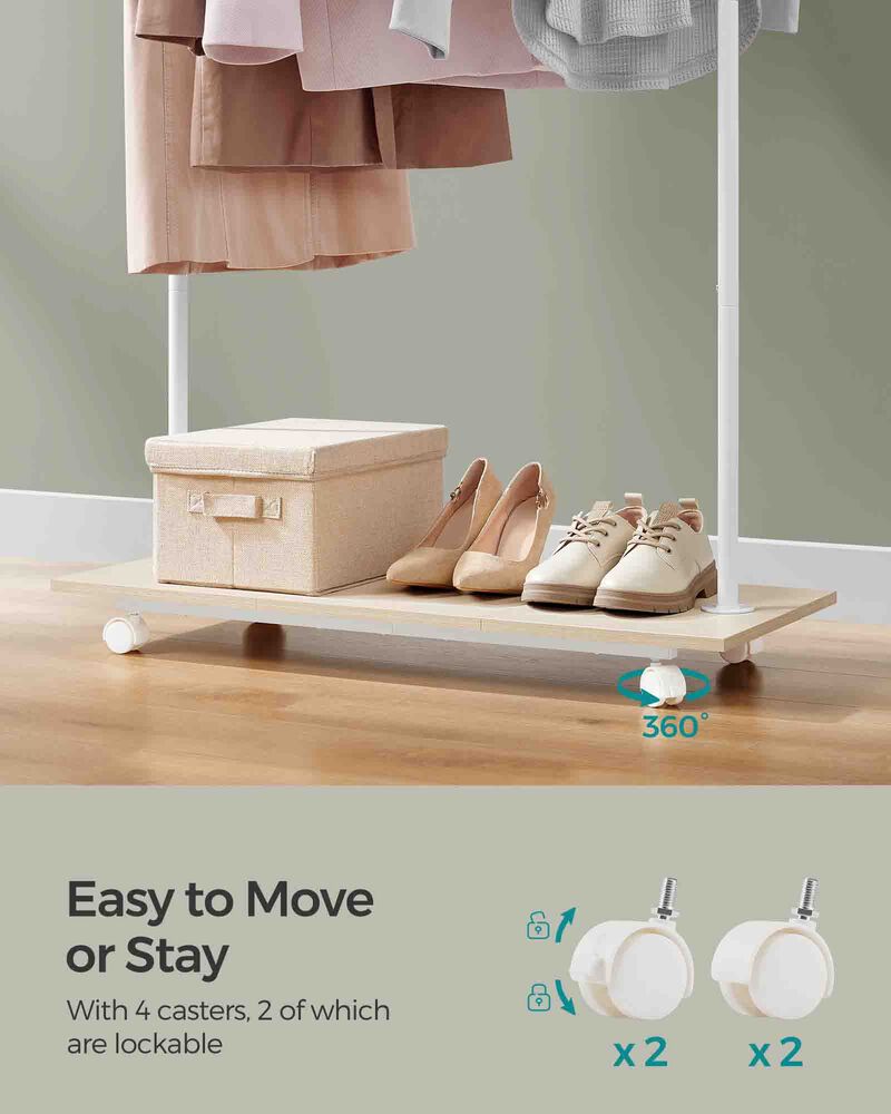 38.8" Wide Clothes Rack with Wheels Adjustable, Rolling Garment Storage Solution