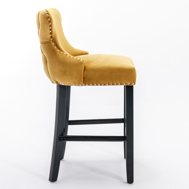 Streamdale Gold Velvet Wingback Bar Stools, Set of 2 image number 3