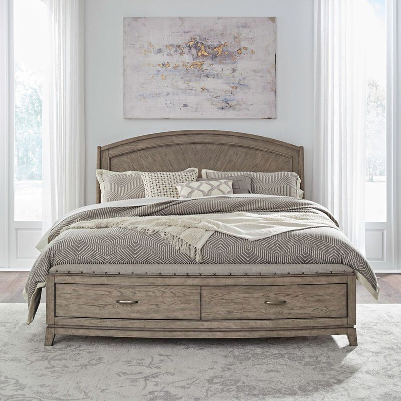 Liberty Furniture Avalon King Panel Storage Bed Frame with Footboard Drawer image number 5