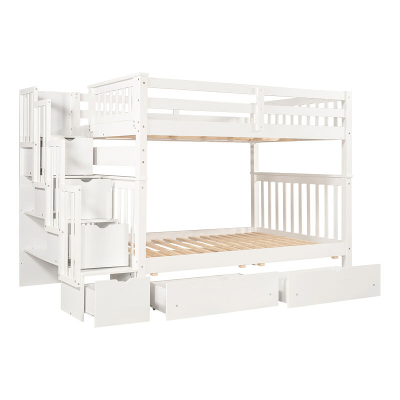 Full Over Full Bunk Bed With Shelves And 6 Storage Drawers image number 3