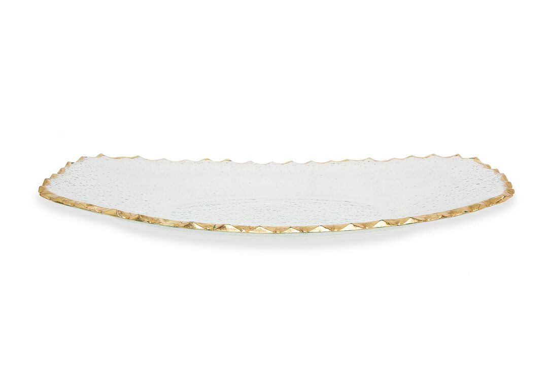 Glass Oblong Tray with Gold Edge