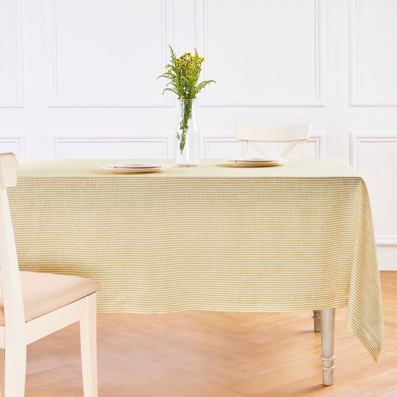 Solino Home Narrow Stripe 100% Linen Tablecloth &ndash; Handcrafted, Machine Washable, Perfect for Holiday and Everyday Dining