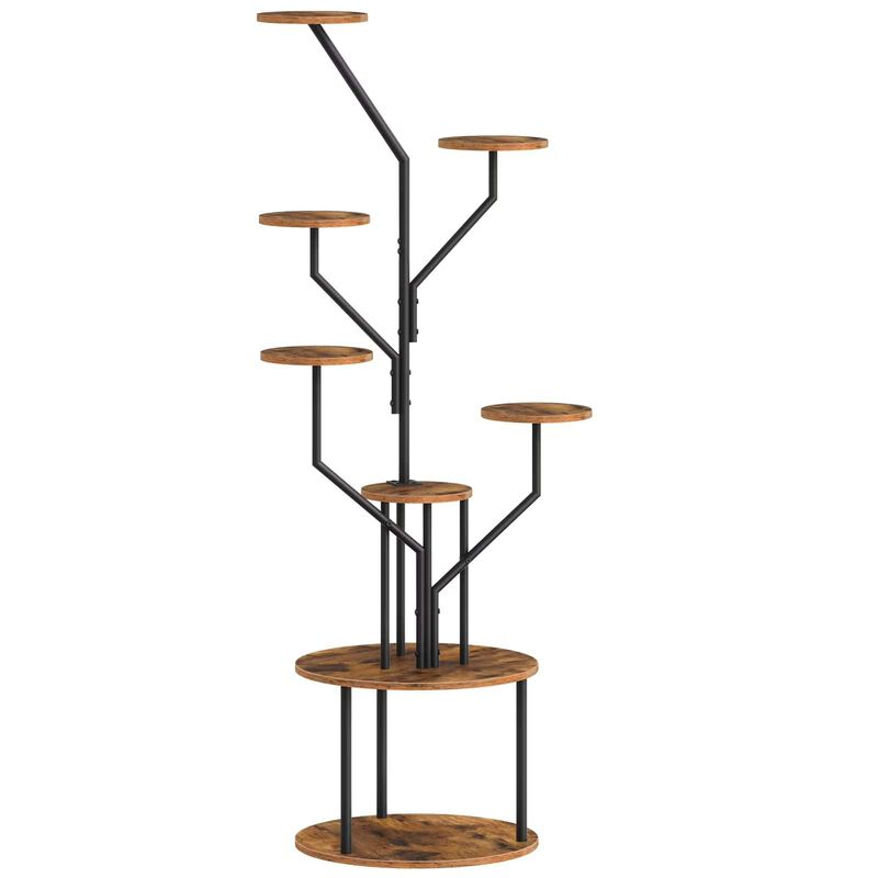 Multi-Tier 8 Shelf Plant Stand with Full-Spectrum LED Grow Lights-Brown image number 0