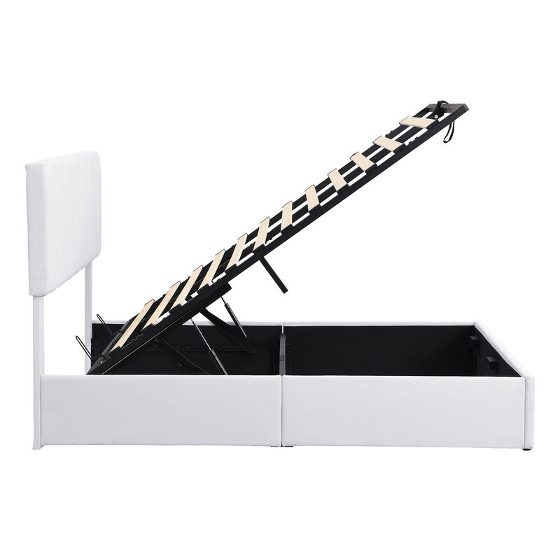 Merax Upholstered Platform bed with a Hydraulic Storage System