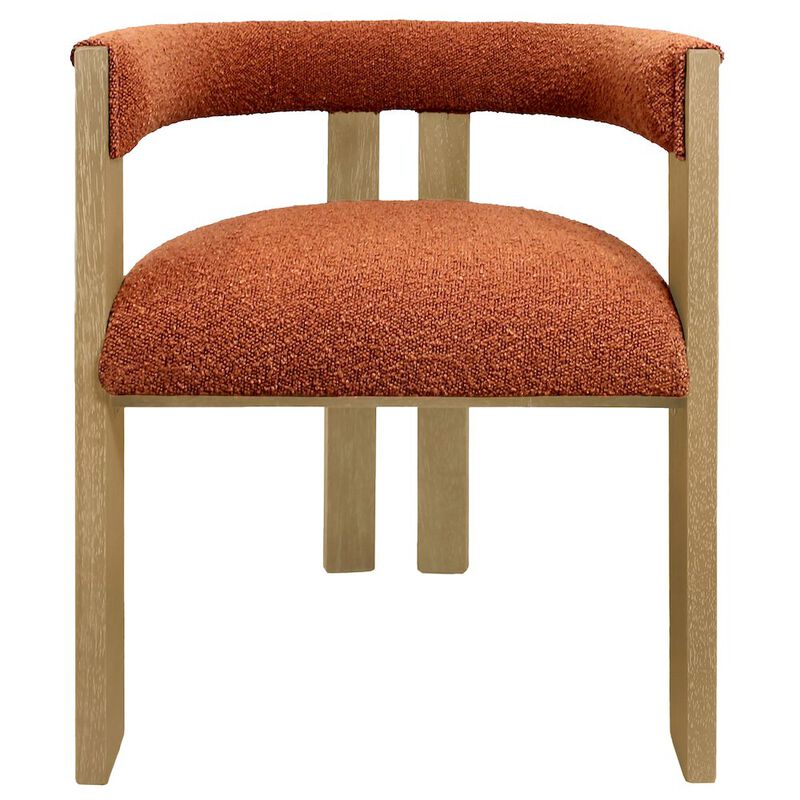 Trish Solid Wood Dining Arm Chair with Boucle Fabric and Down-Filled Seat