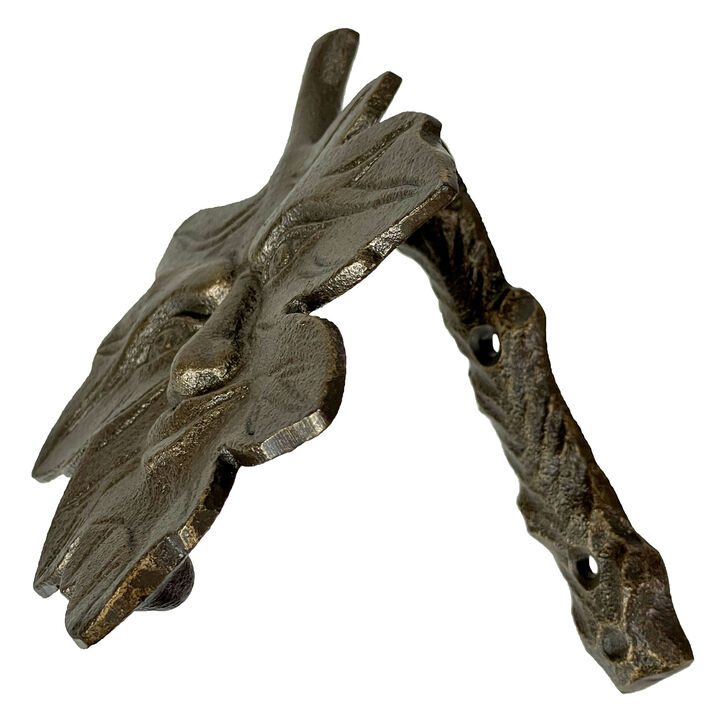 Bronze Finish Cast Iron Leaf Face Door Knocker - Artistic Entry Decor