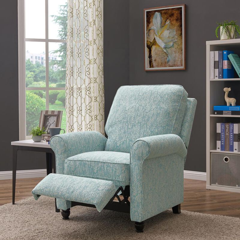 ProLounger Pushback Recliner in Sky Blue Coral Print image number 6