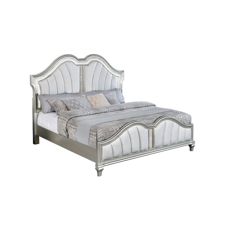 Best Quality Furniture Classic Silver Queen Panel Bed In Silver Color