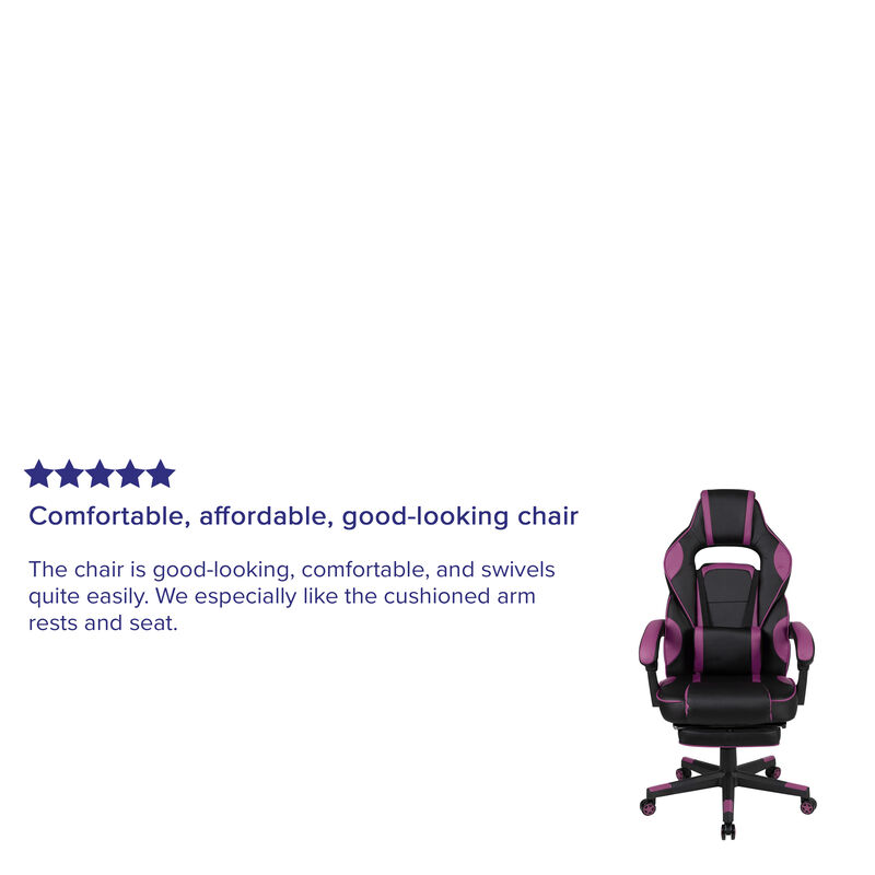 Flash Furniture X40 Gaming Chair Racing Computer Chair - Black/Purple image number 2