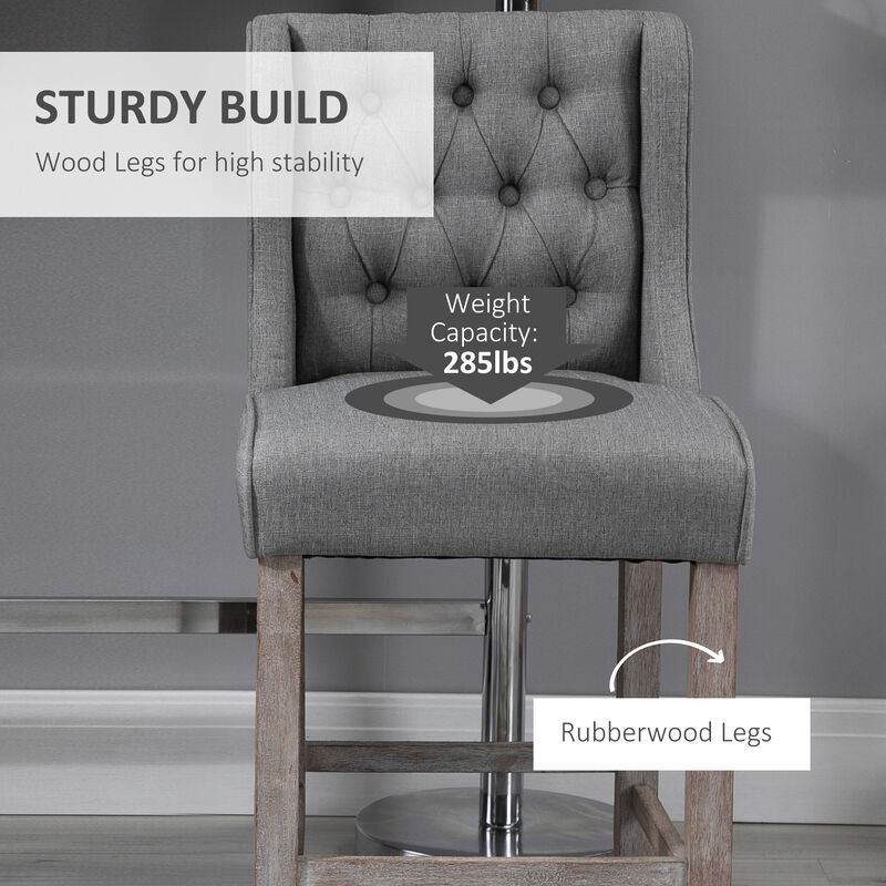Hivvago Set of 2 Upholstered Bar Stools with Wingback Design image number 4