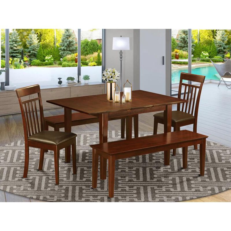 5 Pc dinette set for small spaces-Tables and 2 Dining Chairs and 2 Benches
