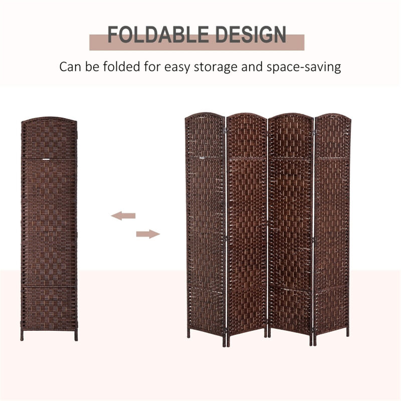 4-Panel Privacy Screen Portable Room Divider with Hinged Design