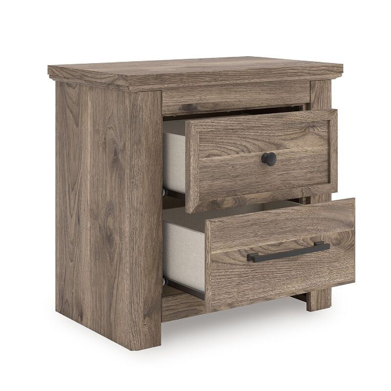 Cota Nightstand, 2 Drawers with Bronze Handles, USB Port, Dark Brown image number 3