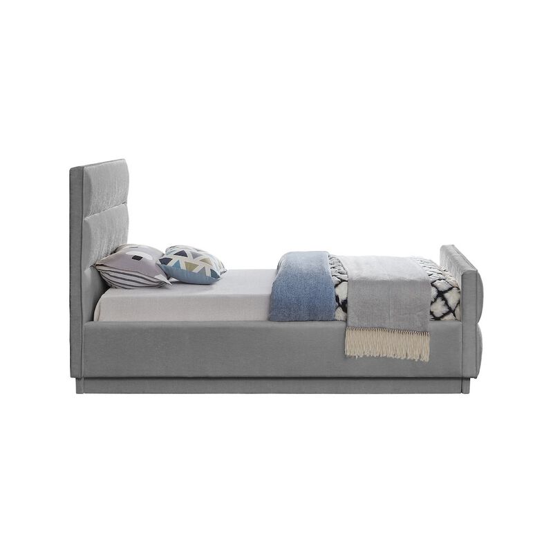 Meridian Furniture Paxton Grey Chenille Fabric Twin Bed