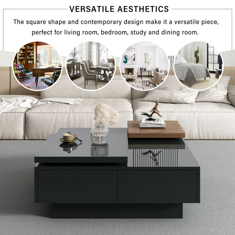 Merax Modern Square Wood Coffee Table