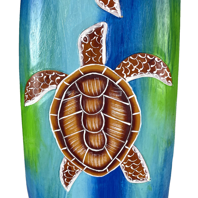 Wooden Sea Turtle Surfboard Wall Decor 38.5" Tropical Ocean Beach Art image number 3