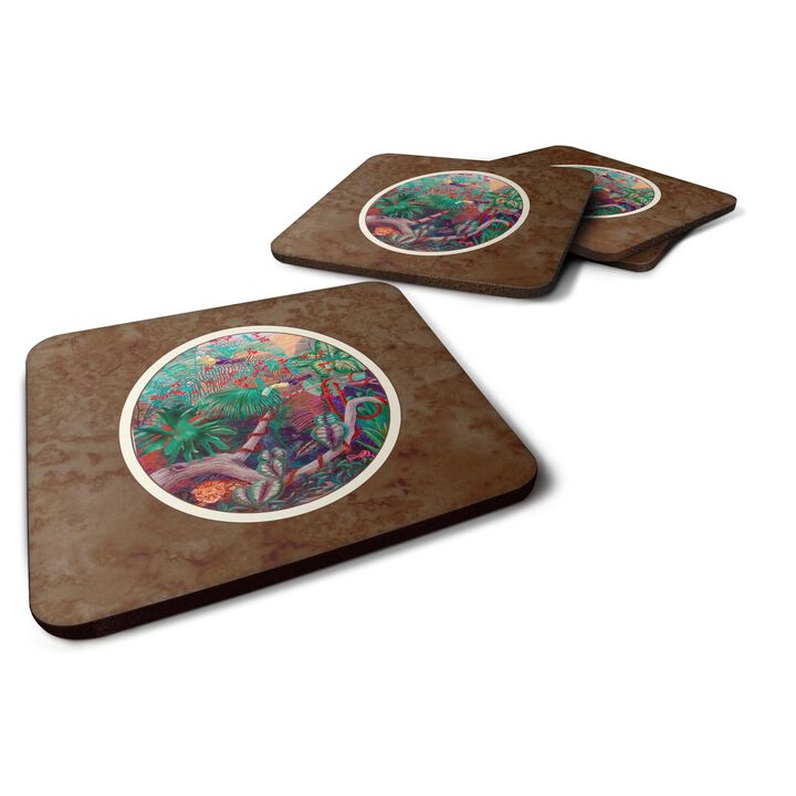Caroline's Treasures 7144FC Bird-Toucan Foam Coasters (Set of 4), 3.5, Multicolor
