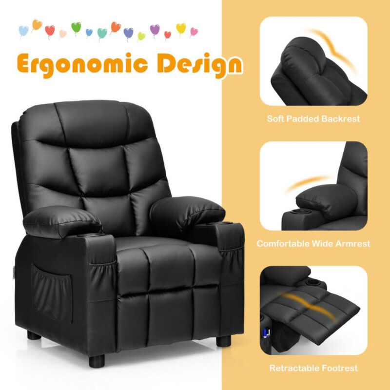 Hivvago Kids Recliner Chair with Cup Holder and Footrest for Children