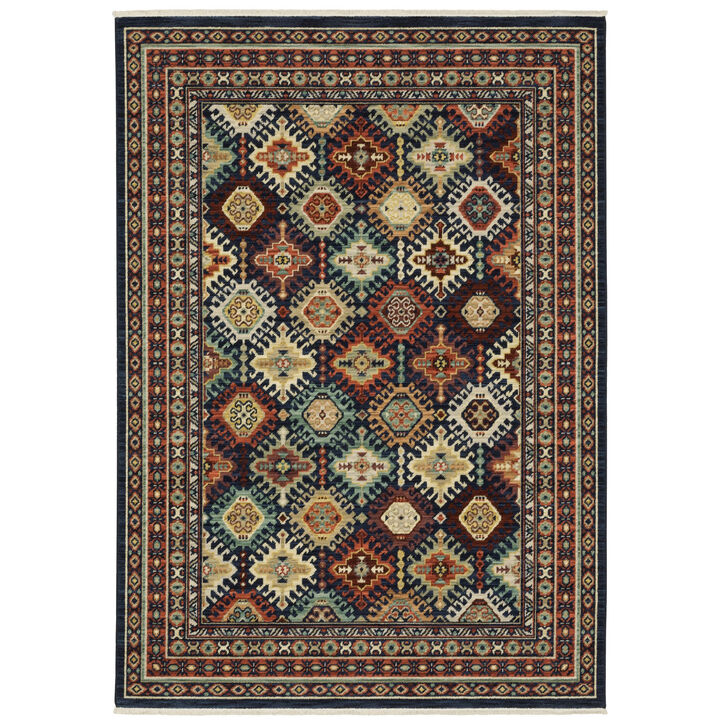 HomeRoots Oriental Area Rug With Fringe