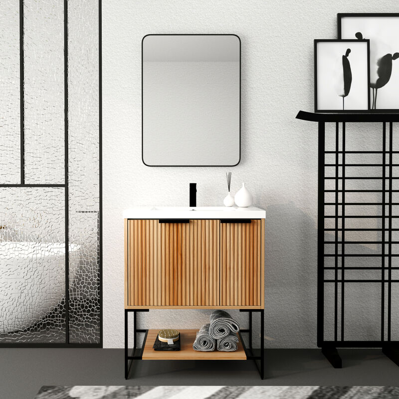 30 Inch Freestanding Bathroom Vanity With Resin Basin,30x18,