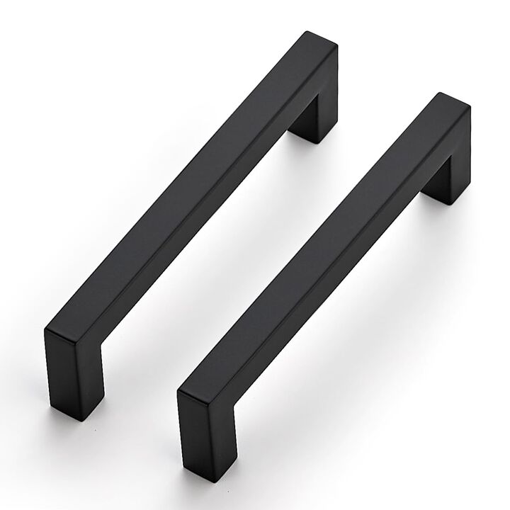 JOY DECOR 20 Pack Cabinet Handles, Black Cabinet Pulls, 5 Inch Kitchen Cabinet Handles Square Drawer Pulls Stainless Steel Drawe