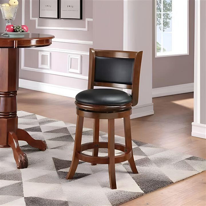 Counter Height Swivel Barstool &ndash; Wood Frame with Padded Faux Leather Seat for Kitchen or Bar