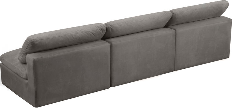 Meridian Furniture Cozy Grey Velvet Comfort Modular Armless Sofa image number 3