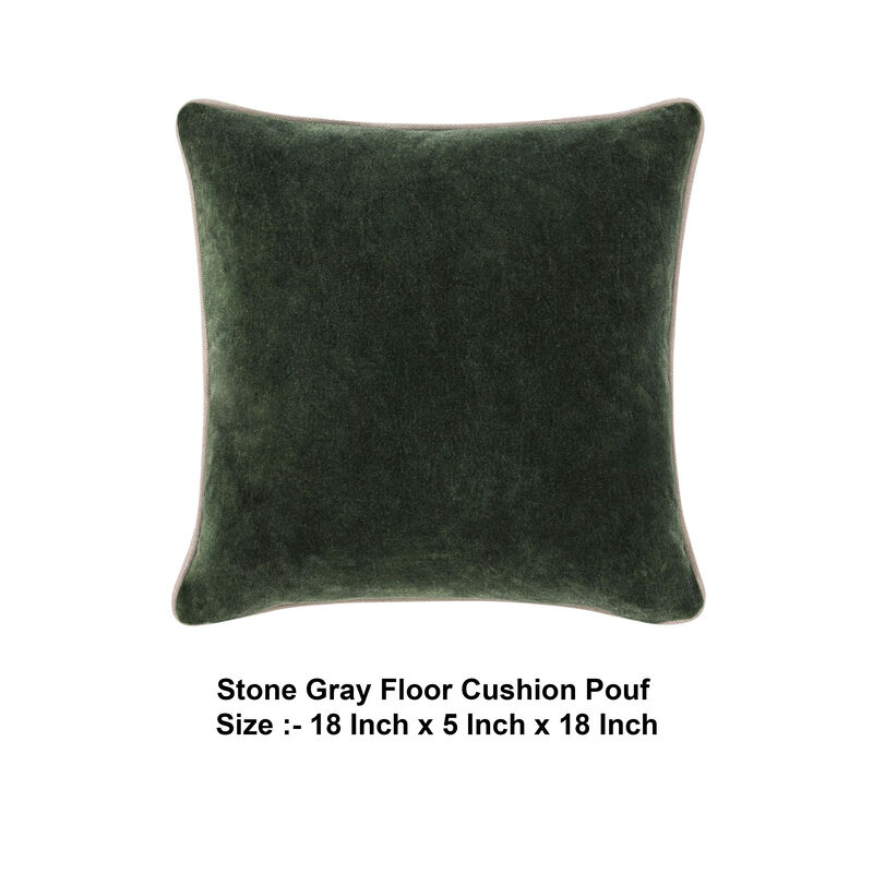May Accent Throw Pillow, 18in Stonewashed Forest Green Cotton Velvet - Benzara