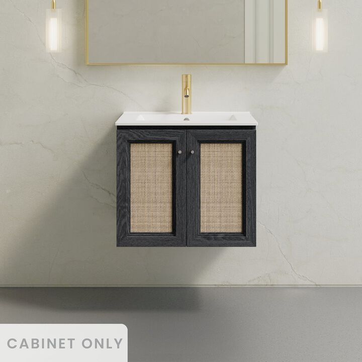 Classe 24" Wall-Mounted Bathroom Vanity in Black Oak without Sink Top