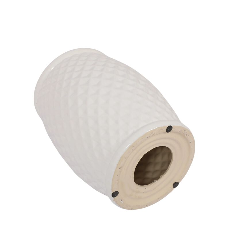 11" x 17.25" Glazed Ceramic Drum Stool - Indoor/Outdoor Side Table - Accent Garden Stool