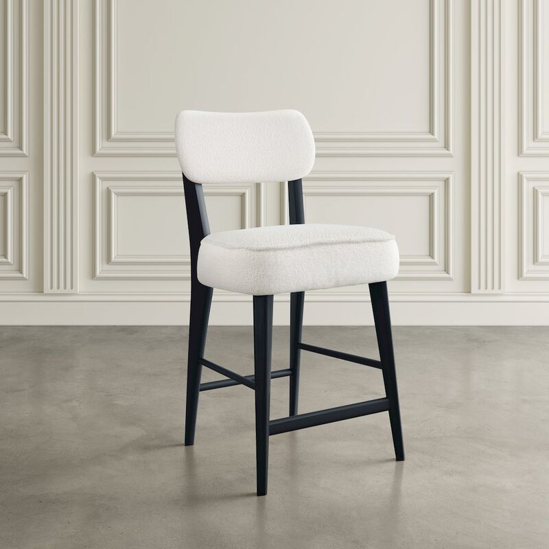 Jofran Wes Mid-Century Modern Boucle Upholstery Counter Barstool (Set of 2)