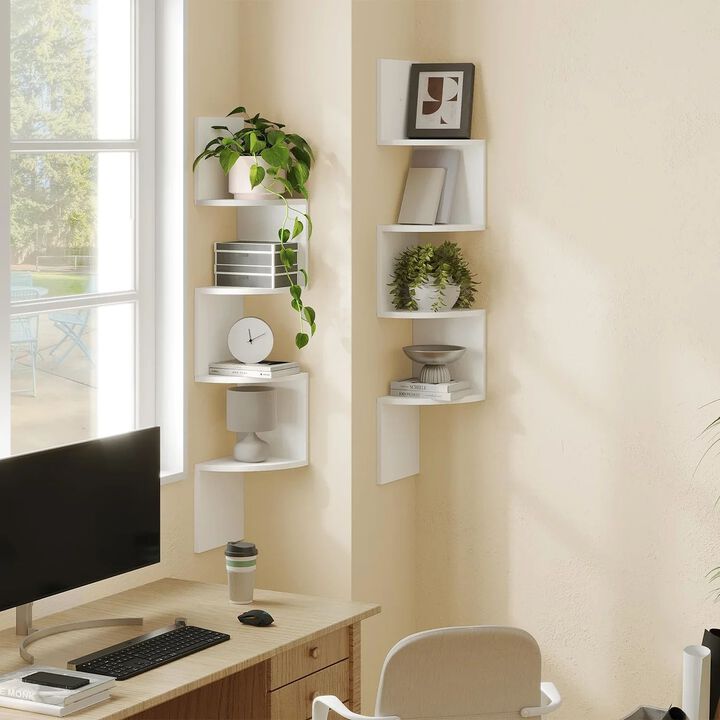 2-Piece Corner Wall Shelf Set for Home Storage and Wall Organization- White