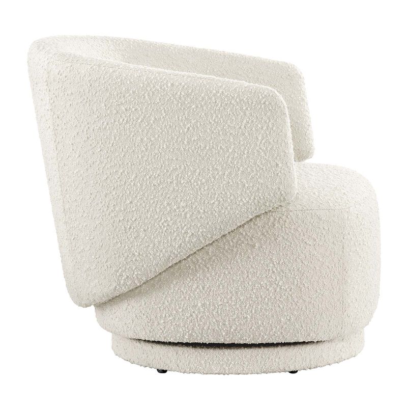 Celestia Boucle Fabric Fabric and Wood Swivel Chair image number 2