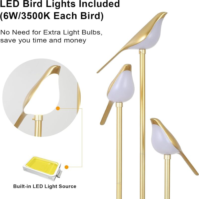 ELEMENT ACE Mid-Century Standing Floor Lamp with Adjustable Built-In LED Lights and Functional Storage Shelf Ideal for Living Room, Bedroom, Study and Home Decor image number 0
