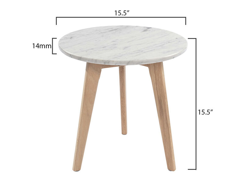 Cherie 15" Round Italian Carrara Side Table image number 6