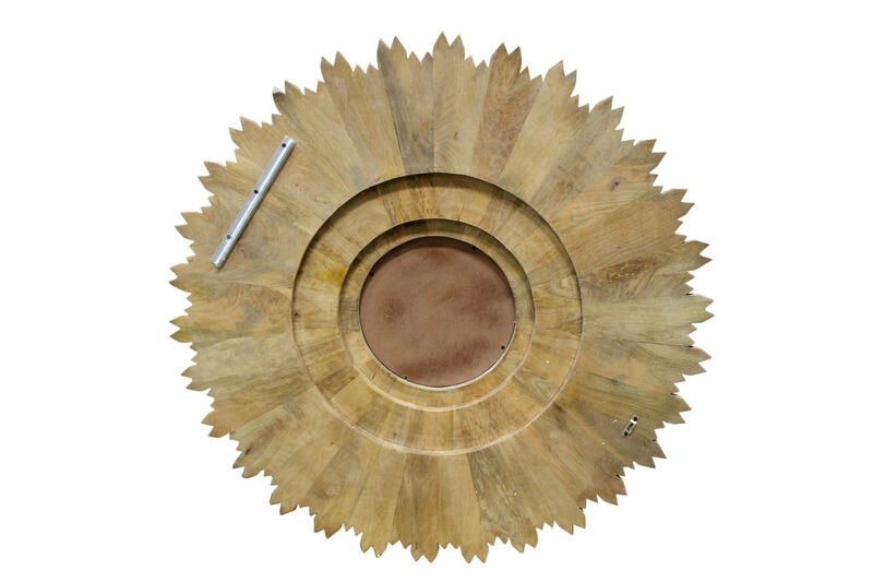HomeRoots 44" Antiqued Gold Sunburst Wood and Metal Framed Accent Mirror image number 3