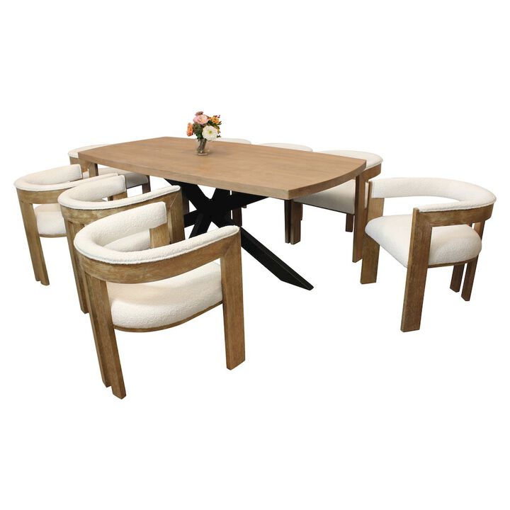 Logan 82 Dining Table with 8 Trish Ivory Chairs