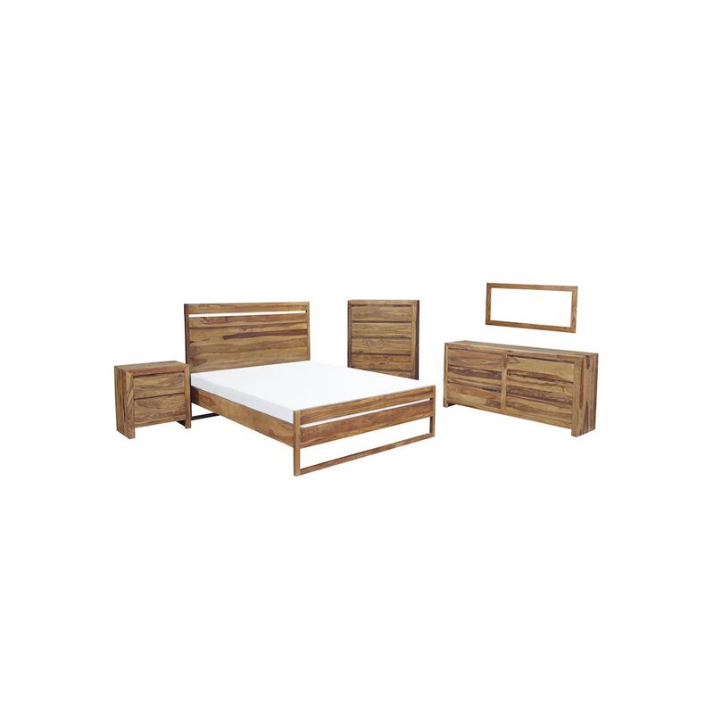 Porter Designs Urban Solid Sheesham Wood Queen Bed, Natural