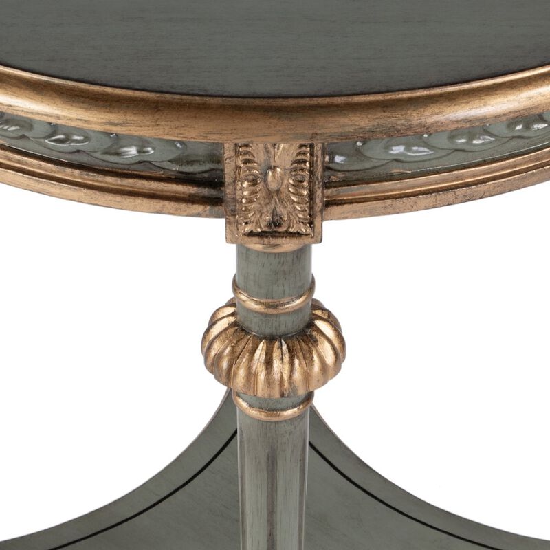 Butler Specialty Hellinger 24 in. W Round Wood Tall End Table with Open Shelf, Pastel Green image number 4