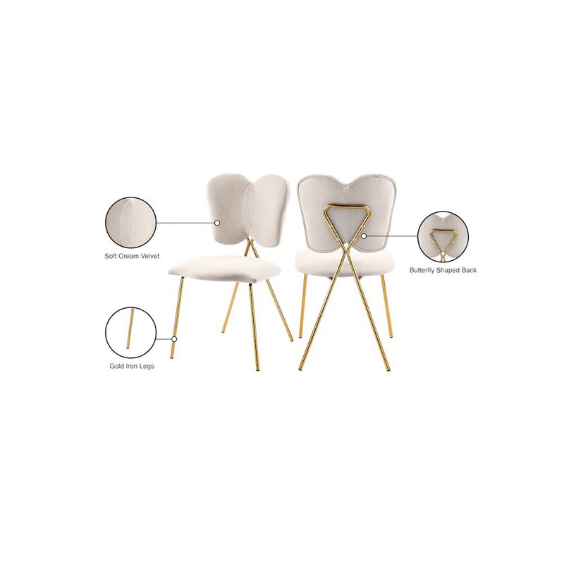 Meridian Furniture Angel Cream Velvet Dining Chair, Set of 2