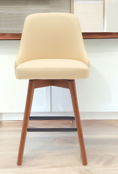 HomeRoots Solid Wood Frame Faux Leather Armless Counter Stool