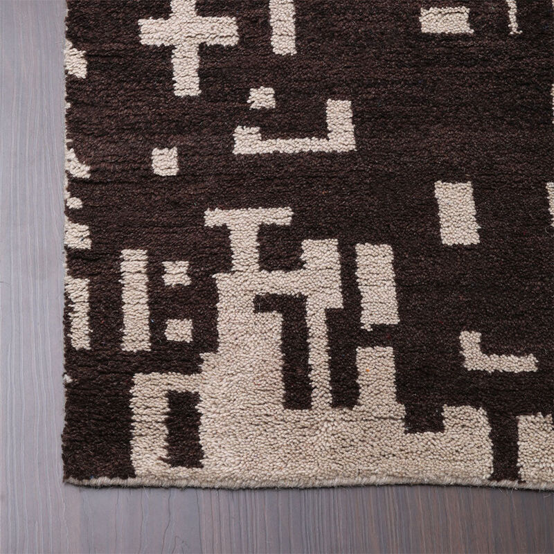 HAND KNOTTED WOOL Contemporary AREA RUGS  - Rectangle Shape, Contemporary Modern, Medium Pile Handmade Area Rugs for Living Room, Bed Room (N01115) image number 5