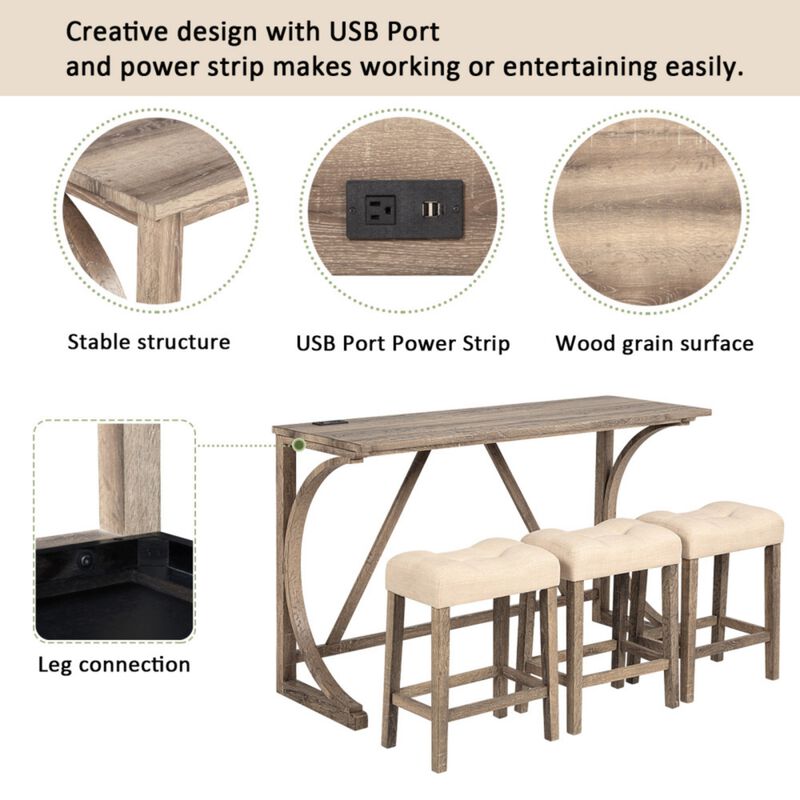 Bunkja Farmhouse Counter‑Height Bar Dining Set image number 3